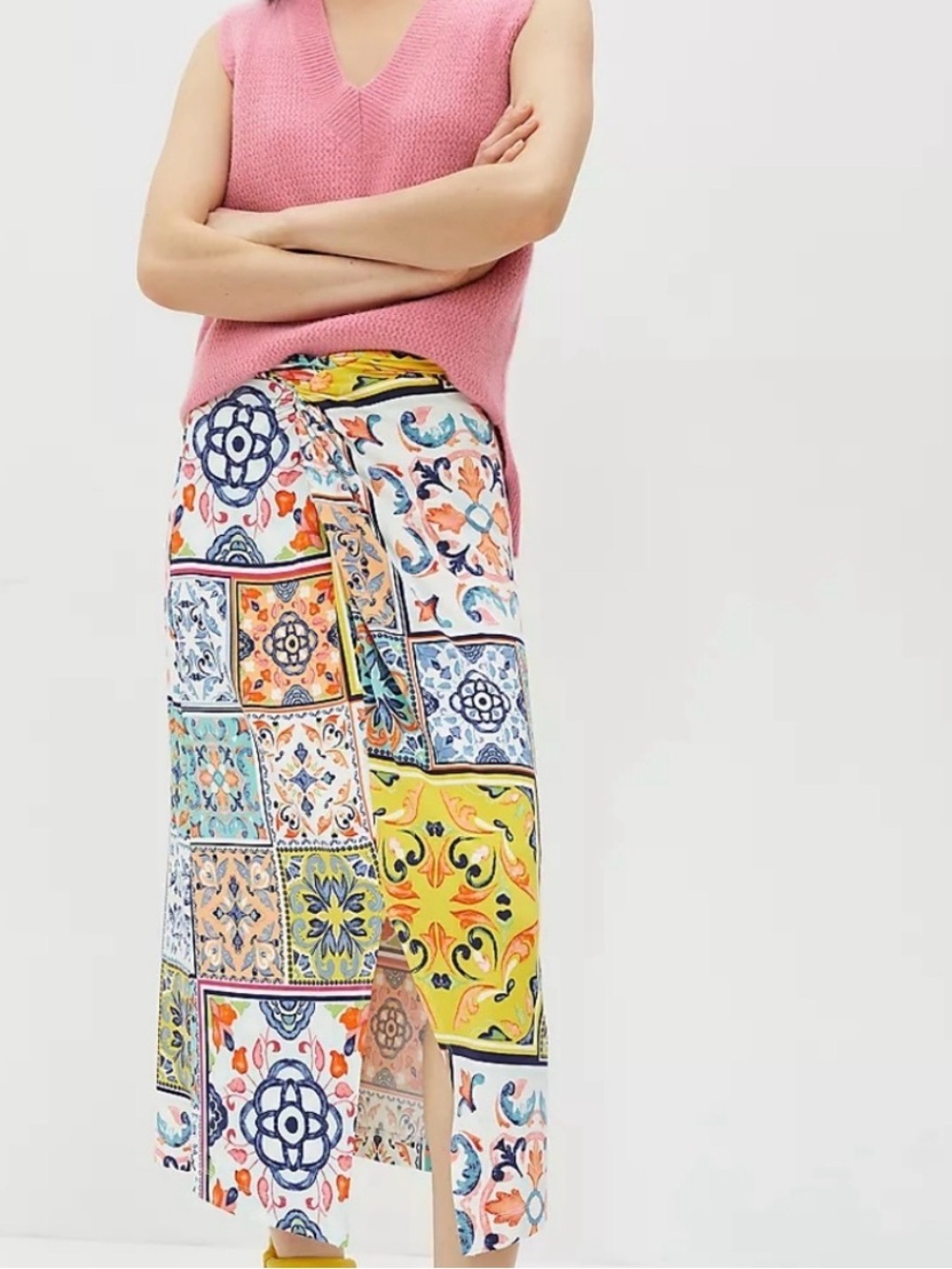 Anthropologie Multi-Color Tile-Print Wrap Maxi Skirt